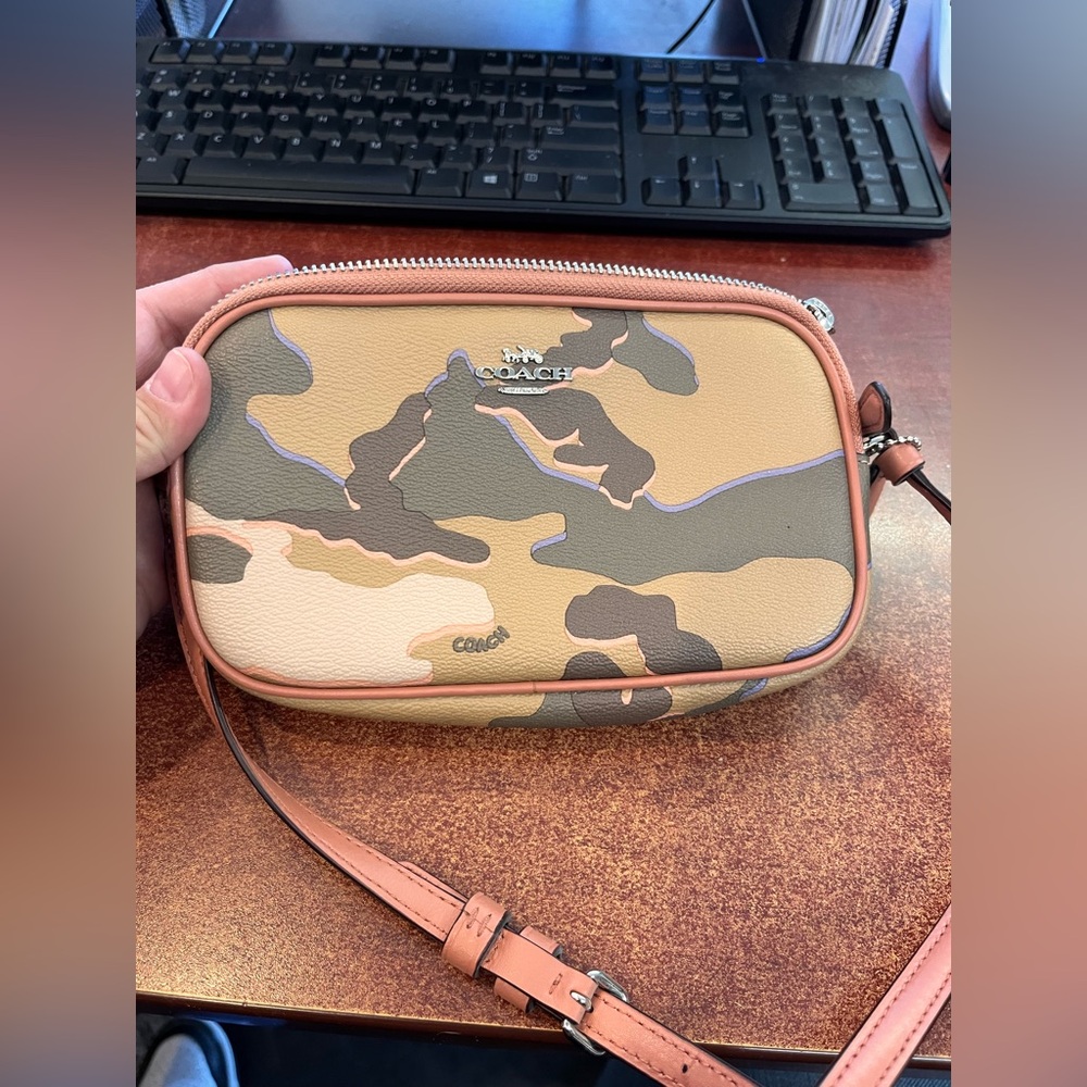Coach Tan and Brown Camouflage Crossbody Bag